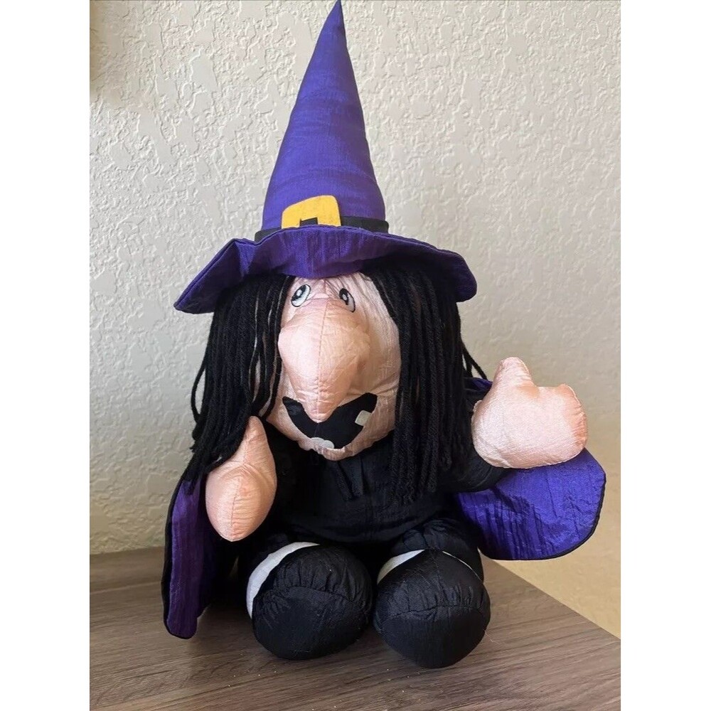 Vintage Halloween Witch Nylon Plush  Commonwealth Parachute Stuffed Animal Black